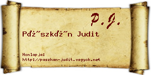 Pászkán Judit névjegykártya